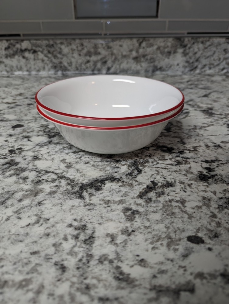 Corelle Vitrelle Single Red Rim 6.25” Cereal/ Soup Bowls – Set of 2