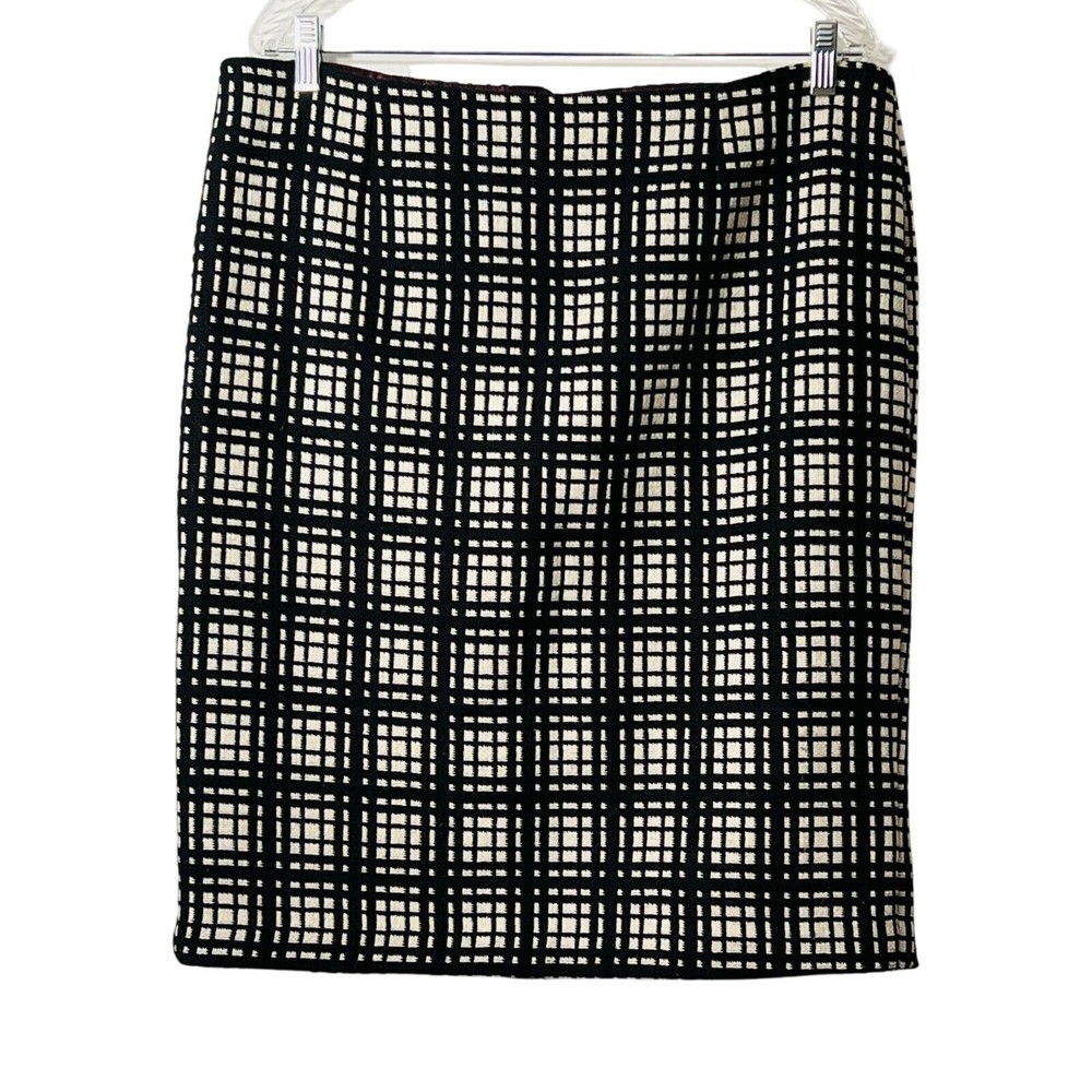 Dallia Collection Womens Wool Pencil Skirt Size 14 Black White Straight Lined