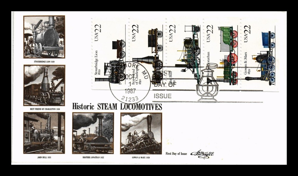 DR JIM STAMPS US COVER HISTORIC STEAM LOCOMOTIVES BOOKLET FDC ARTMASTER