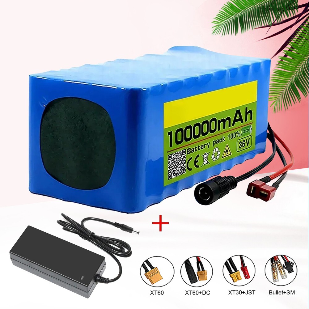NEW 36V 10S4P 100000mAh Electric Scooter Bicycle Lithium Battery Pack + Charge1v