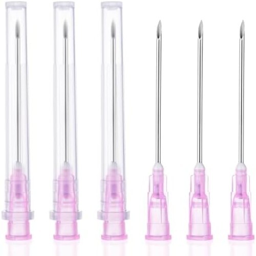 100 Pcs 18Ga 1 Inch Luer Lock Needles for Industrial Syringes in Individual Packaging