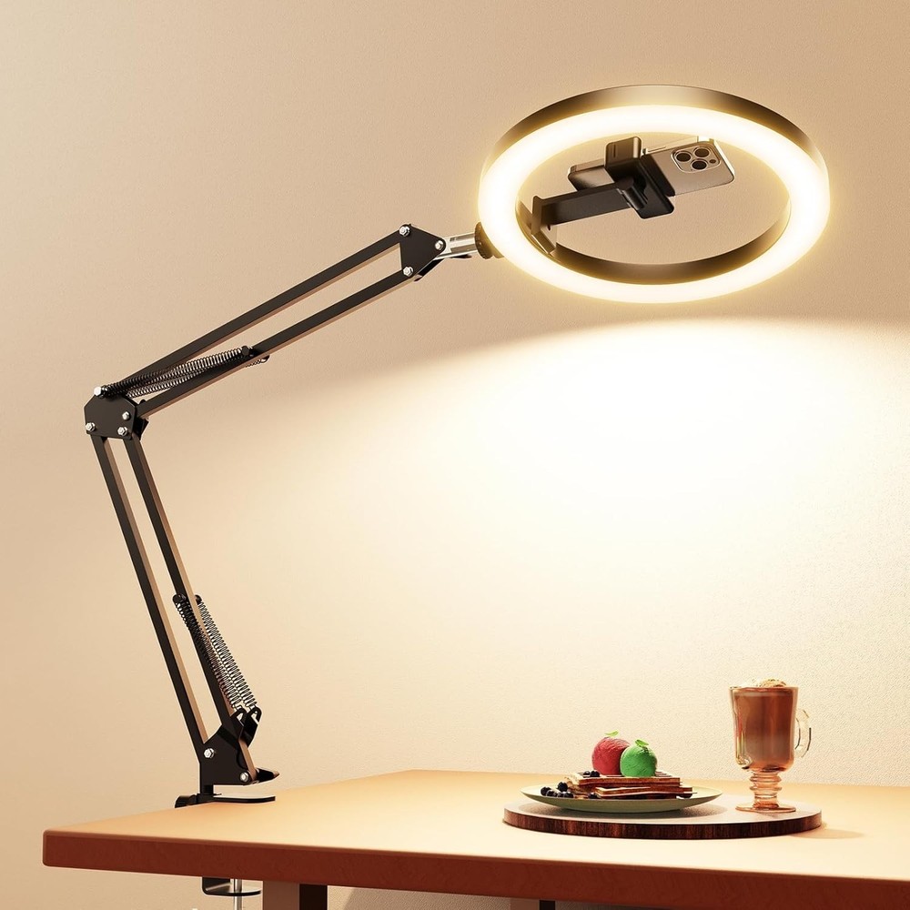Overhead Camera Phone Mount Selfie Ring Light for Video Recording Meeting Live