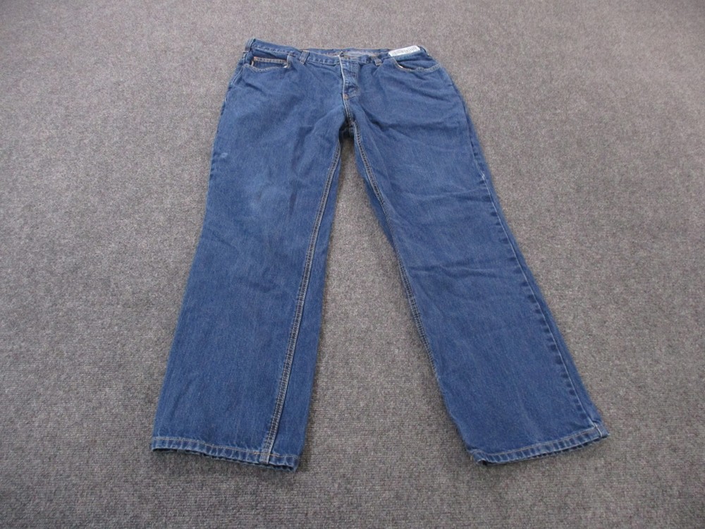 Carhartt Jeans Men 38 X 32 Blue Denim Straight Casual Workwear Country Logo FR