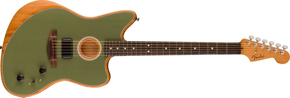 Fender Acoustasonic Player Jazzmaster Acoustic-Electric Guitar in Antique Olive Finish