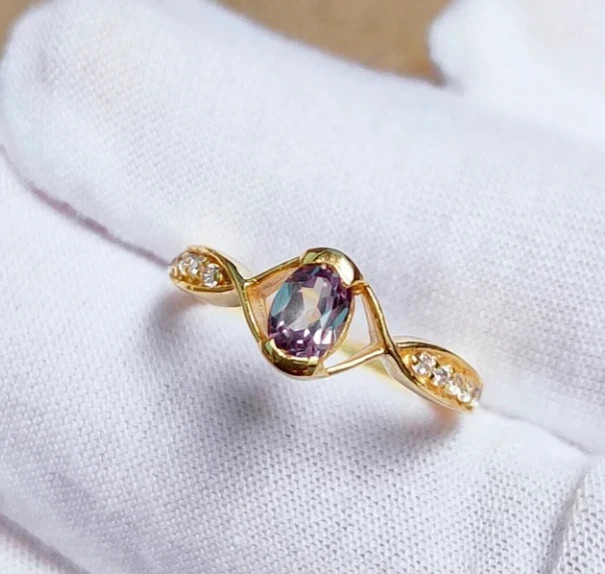 2.25 Ct Oval Cut Alexandrite Ring Wedding Ring 14K Solid Yellow Gold