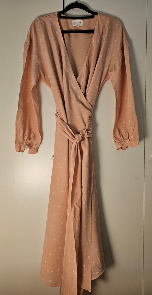 Sezane Laurette Silk Dress Pink White Polka Dot Size EU38 AU10 UK10 US6