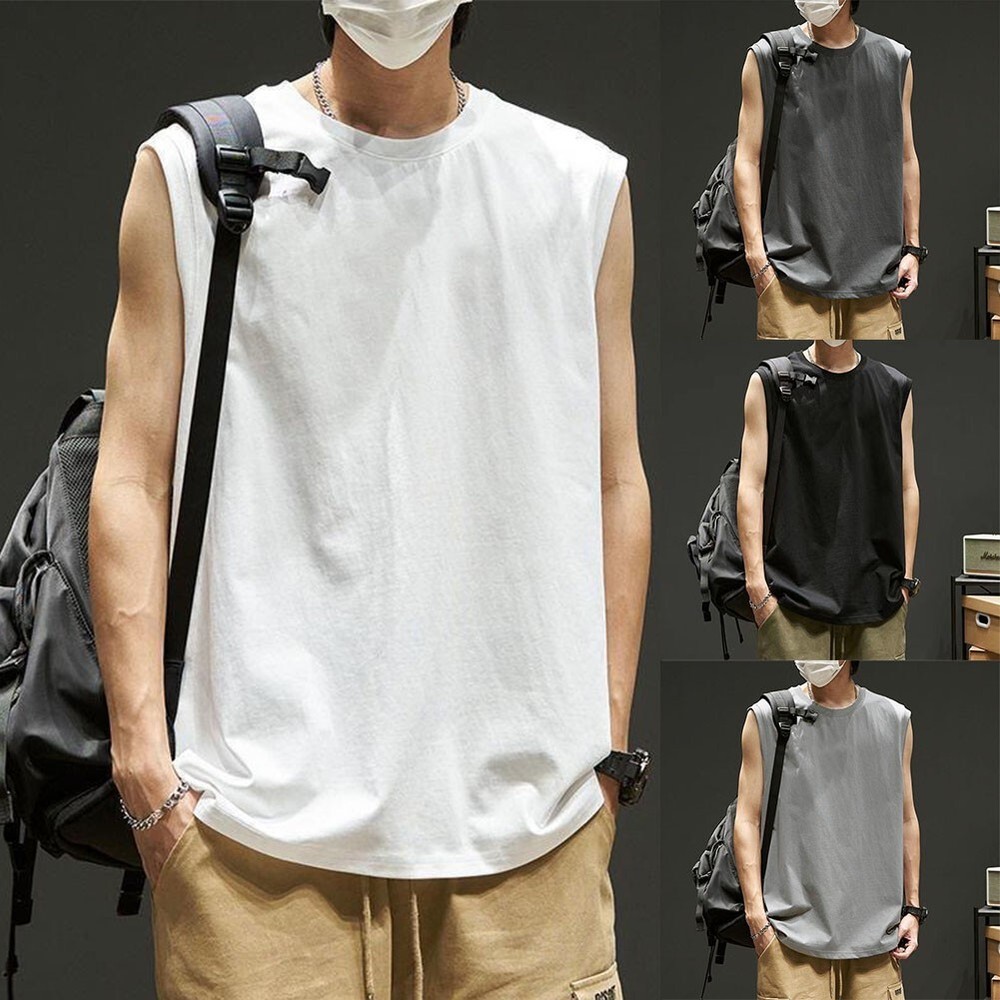 Muscle Sleeveless T Shirt for Men Workout Tank Top Gym Vest Gray/Black/White