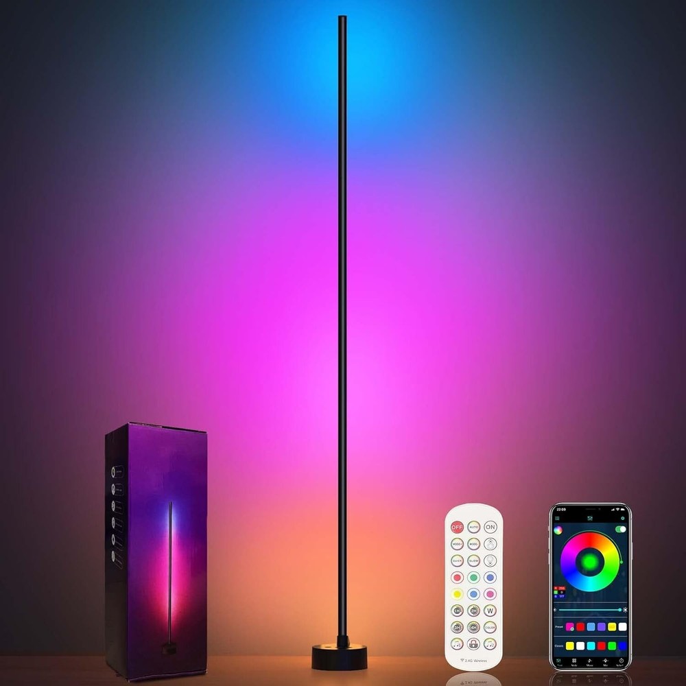 Smart RGB LED Corner Floor Lamp - 16 Million Colors & Music Sync, Remote Control