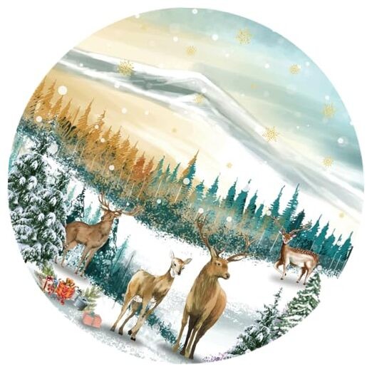 Reindeer Christmas Tree Skirt, 48 Inch Vintage Deer Christmas Tree Skirt, with