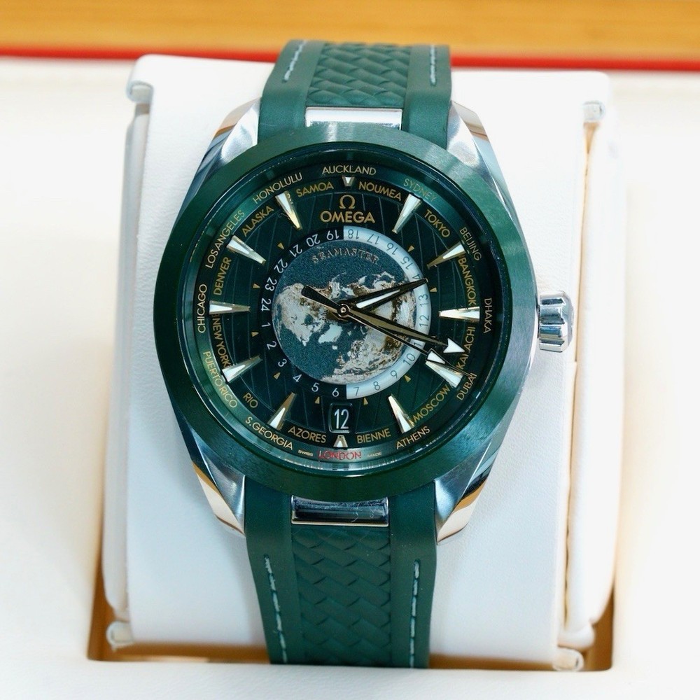 OMEGA Seamaster Aqua Terra World Timer Green Dial 150M 22032432210001 with Box & Papers