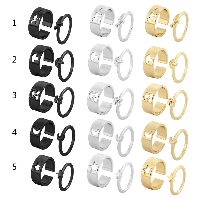 Dinosaur Set for Her Gold Plated Adjustable Finger Thumb Jewelry 2 PCs