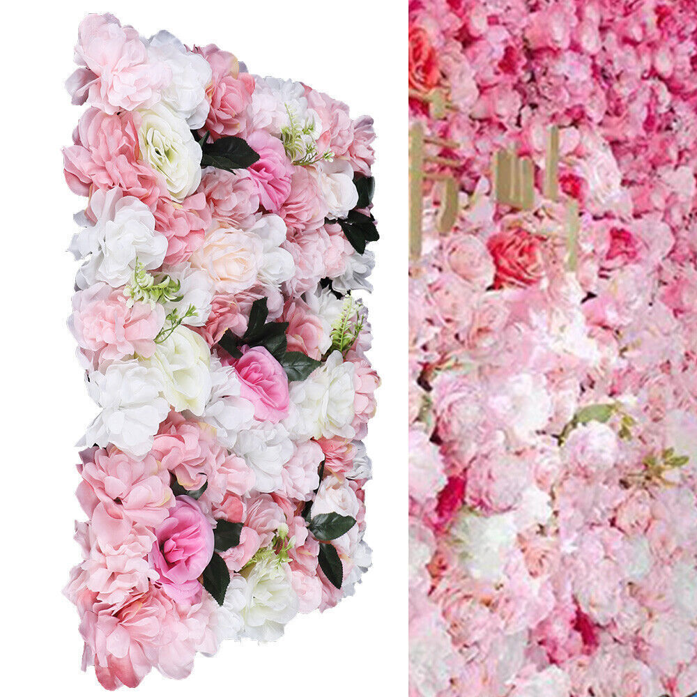 12 Pcs Artificial Flower Wall Panel Rose Dahlia Leaves Wedding Backdrop Stage