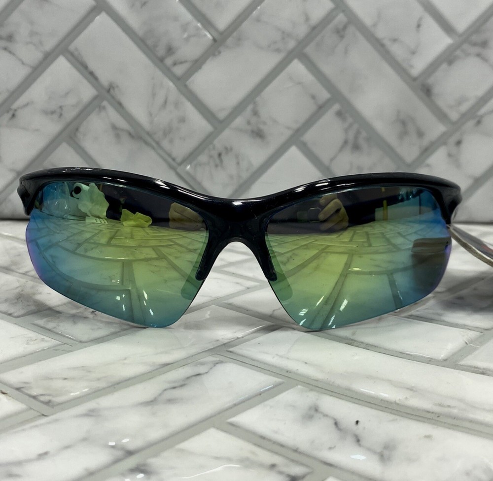 BNWT Foster Grant Ironman Sunglasses AMBITION GRY MIR Blue Lens Sunglasses