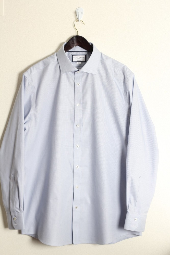 charles tyrwhitt dress shirt Men’s Sky Blue  17.5/36 Non iron Slim fit stretch