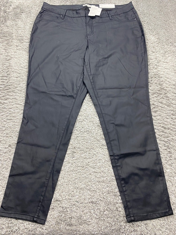 Cato Faux Leather Pants Women 20W Plus Black Mid Rise Skinny Ankle EST 1946 NWT