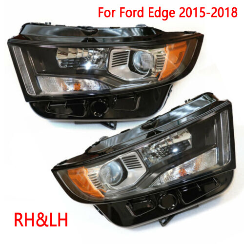 Pair For 2015 2016-2018 Ford Edge Halogen Headlights Headlamp Assembly Set