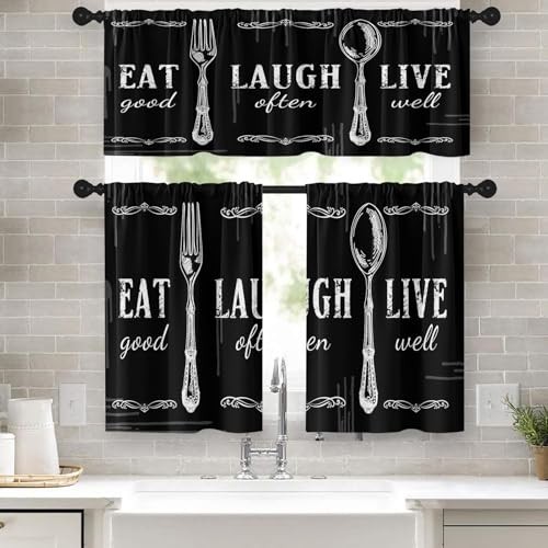 Black White Kitchen Window Curtains 52