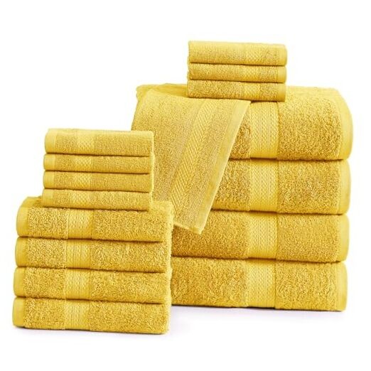 Premium 16-Piece Mimosa Cotton Bath Towel Set - 100% Mercerized