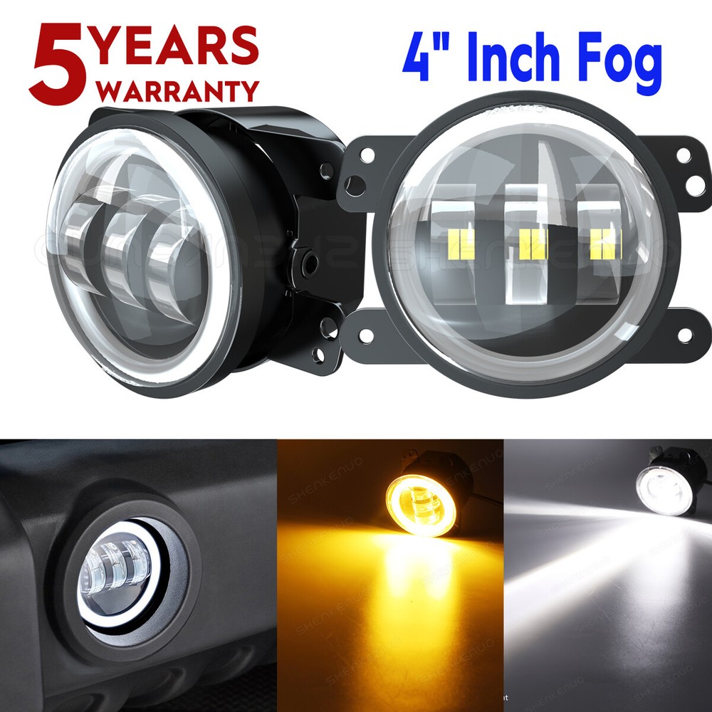 Pair 4 Inch LED Fog Lights Lamp for Jeep Wrangler JK TJ LJ Dodge Journey Charger