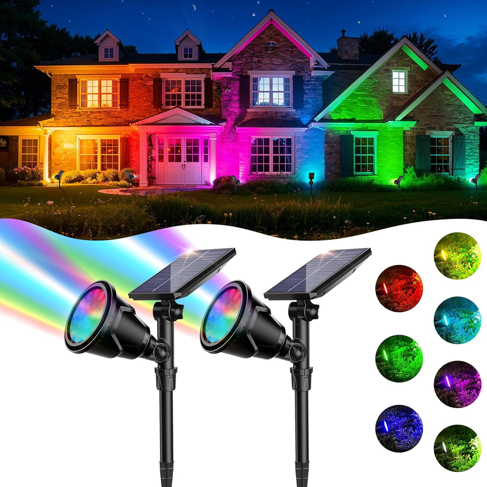 7-Color Solar Spot Lights for Outdoor & Christmas Decorations