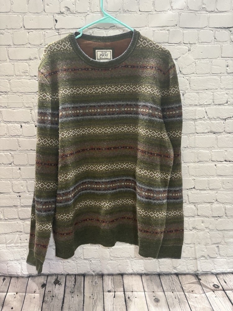 Jos. A. Bank Fair Isle Crew Neck Wool Blend Men’s Sweater Size XL  EUC