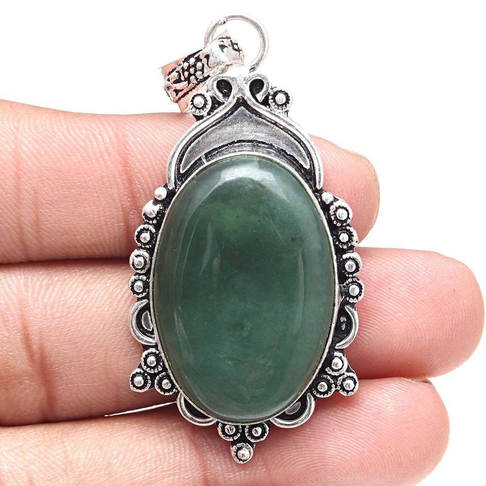 Vassolite Gemstone Silver Pendant Valentine's Day Jewelry Gift 2.25 Inch  