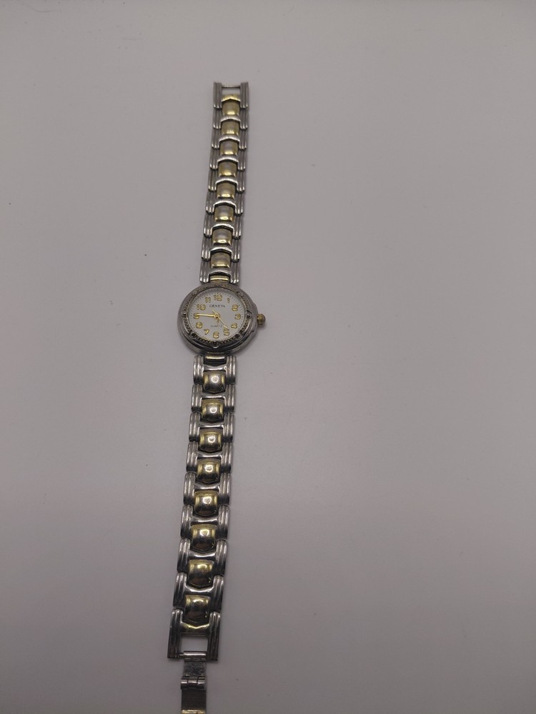 Geneva Women's Quartz Two-Tone Metal Bracelet White Dial Arabic Watch