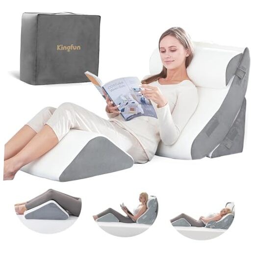 4pcs Orthopedic Bed Wedge Pillow Set for Post-Surgery Support in White