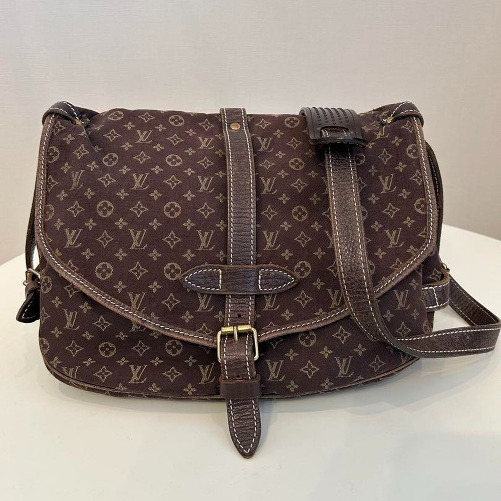 Louis Vuitton Monogram Mini Lin Saumur 30 Shoulder Bag in Fuzan Brown M95227