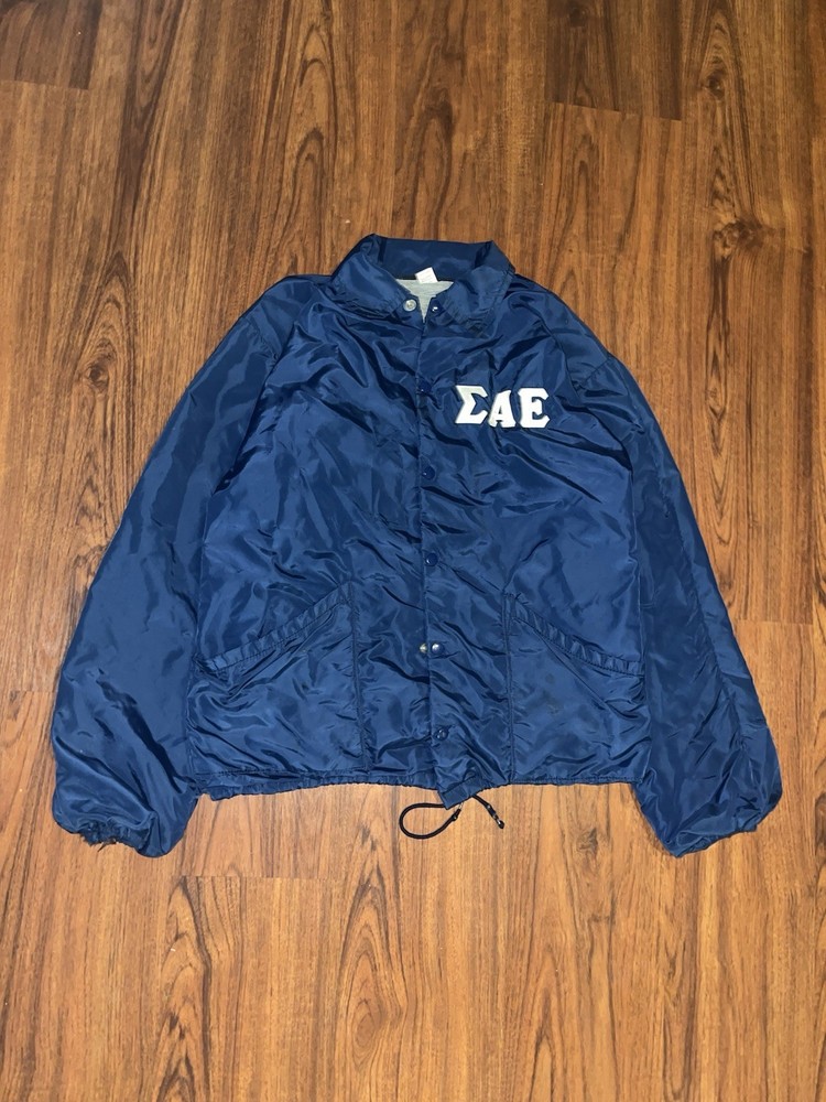 Vintage 1960s Sigma Alpha Epsilon Russell Athletic University Jacket Blue Sz M
