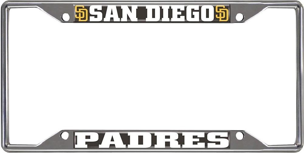 San Diego Padres Metal License Plate Frame Tag Cover Chrome 6x12 Inch
