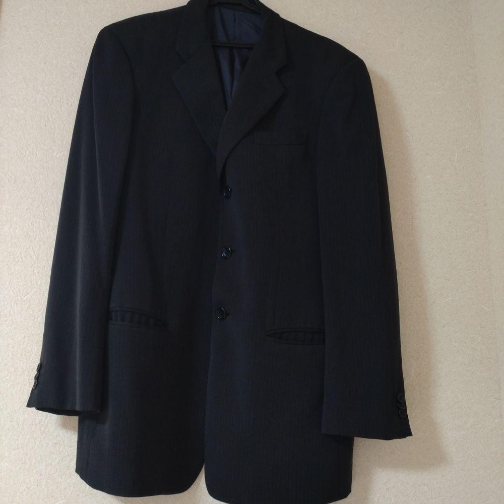 Armani Collezioni Dark Grey Suit Size 48 with Black Stripes