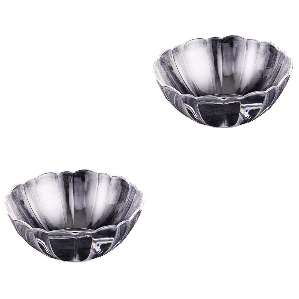 2pcs Transparent Lotus Shape Fruit Salad Bowl Plastic Dessert Bowls Vegetable
