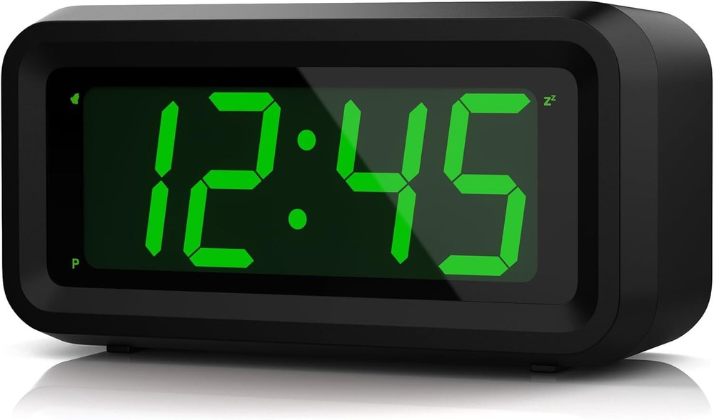 Compact 1.2 Inch Green LED Digital Alarm Clock with Adjustable Brightness