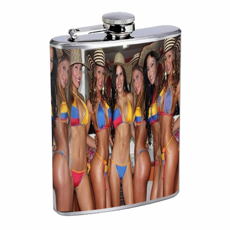 Colombian Pin Up Girls Stainless Steel 8oz D1 Flask for Whiskey  
