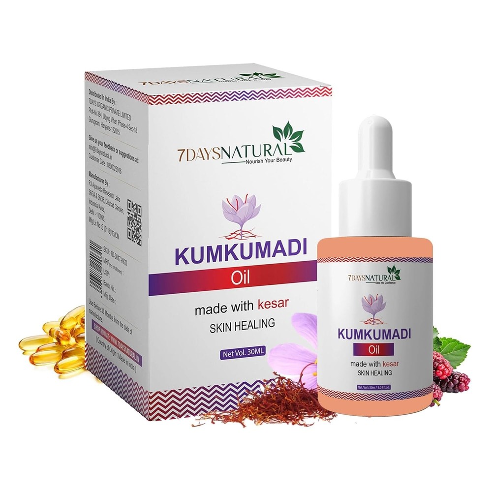 7 DAYS Kumkumadi Face Oil with Saffron – 30 ml Natural Brightening Serum