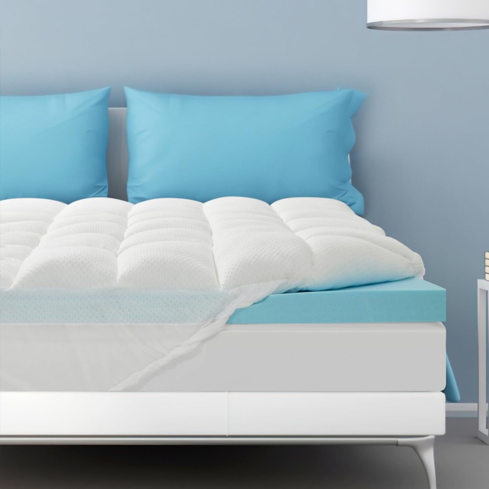 Dual Layer 4 Inch Memory Foam Mattress Topper King Size, Breathable & Medium ...