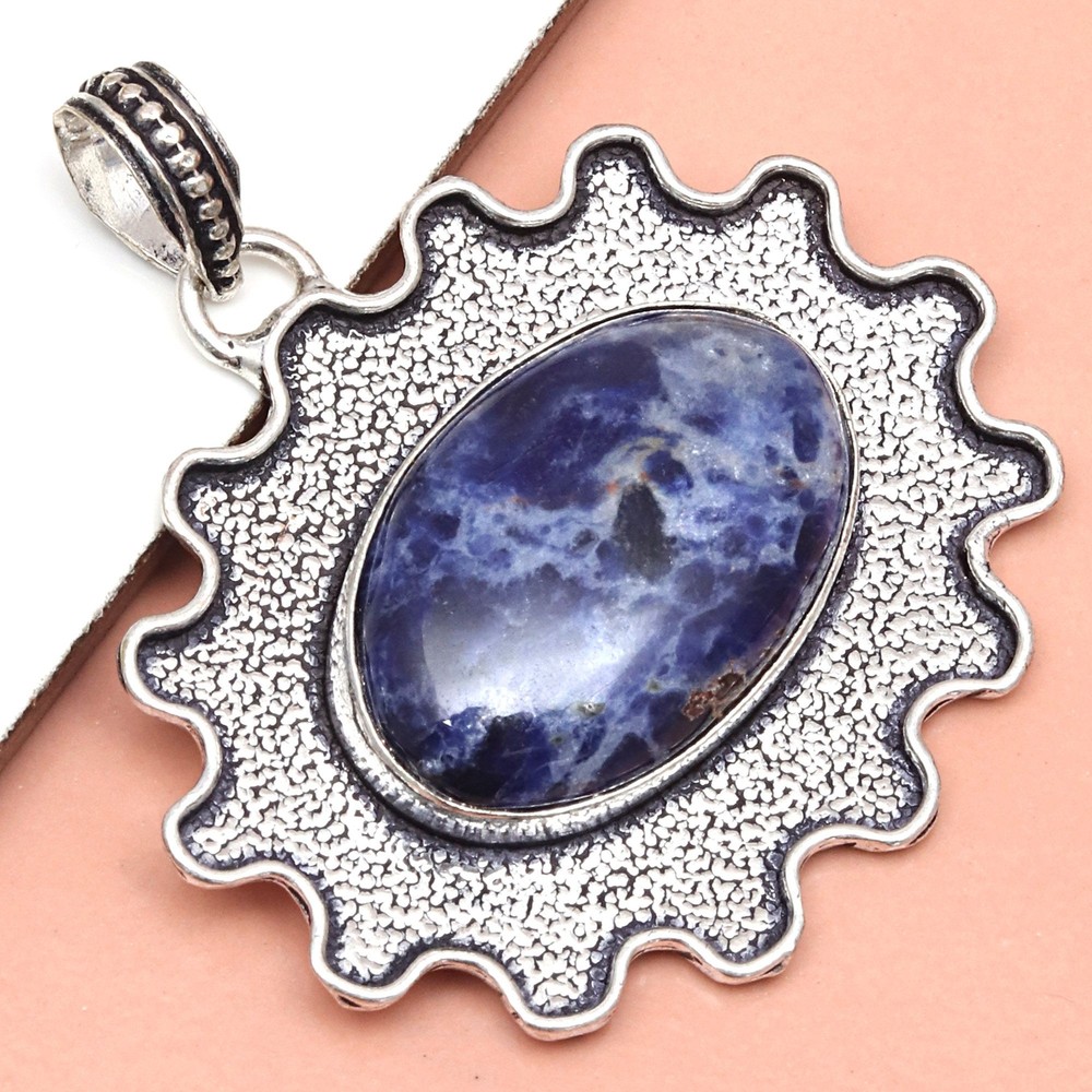 Sodalite Gemstone Handmade Silver Pendant for Women & Men