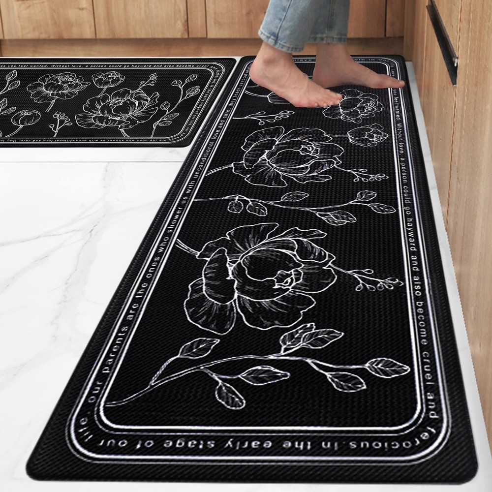 Cushioned Anti Fatigue Kitchen Floor Mat Set of 2 - 17x47 & 17x29 Inches