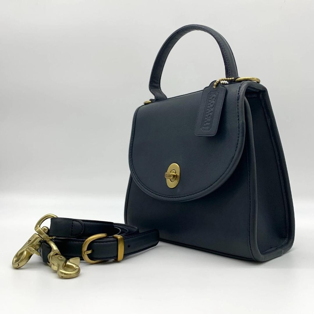 Coach Navy Leather 2-Way Handle Bag Authentic G0507946