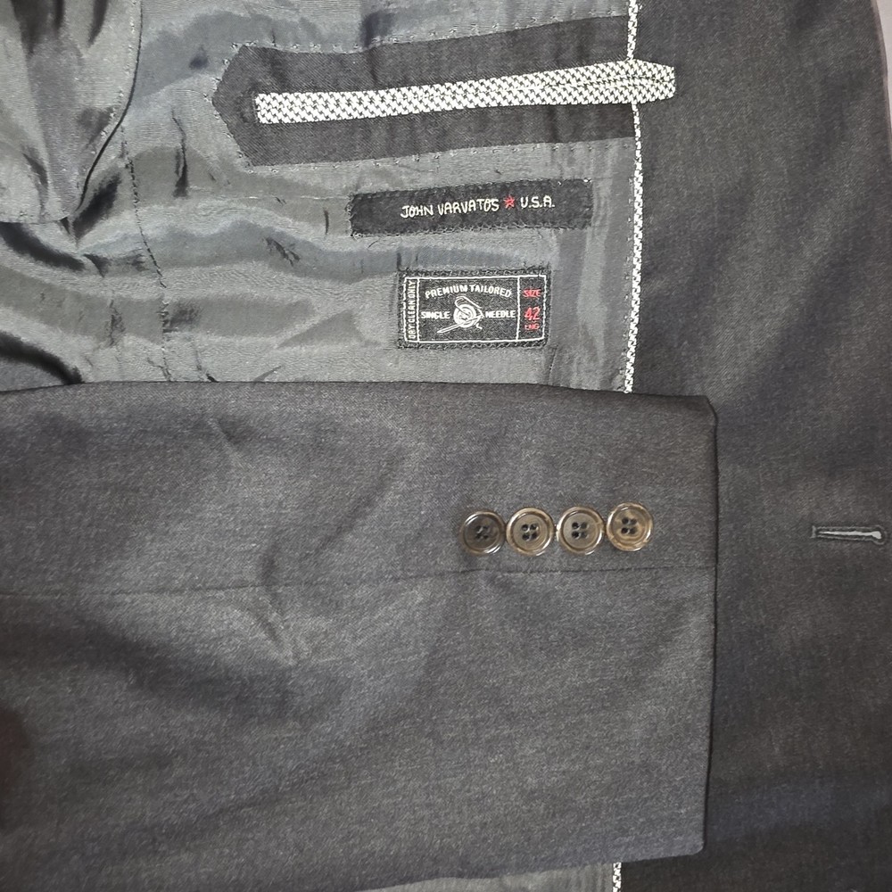 John Varvatos Soho Men's Size 42L 2 Button Gray Sportcoat Blazer 100% Wool