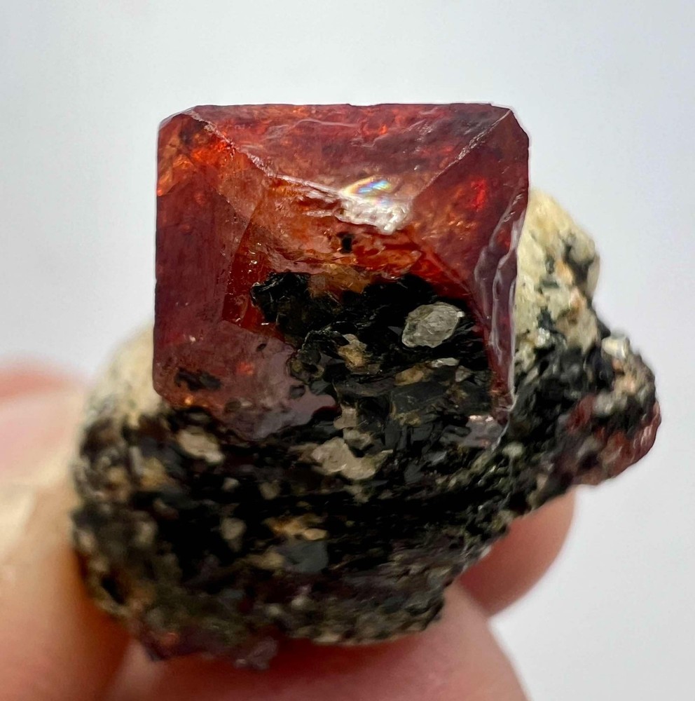 34 Carat Sparkling Red Zircon Crystal on Matrix  A Natural Beauty from Pakistan