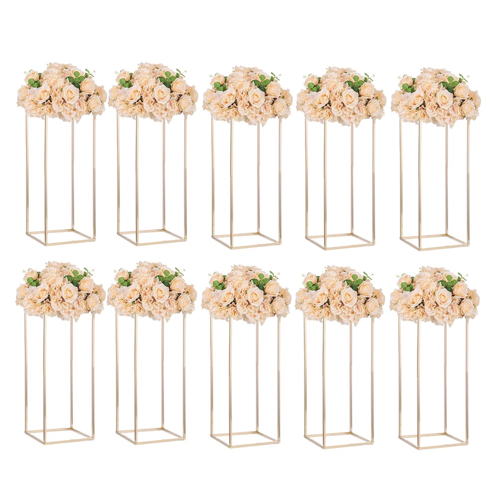 10PCS Clear Iron Column Vases for Wedding Party Home Flower Decor