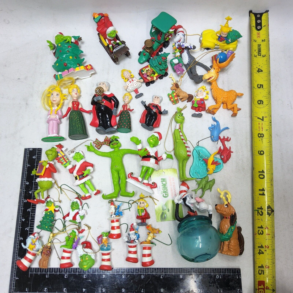 Vintage Dr Seuss Christmas Ornaments Grinch Horton Cat Green Eggs Holiday Decor