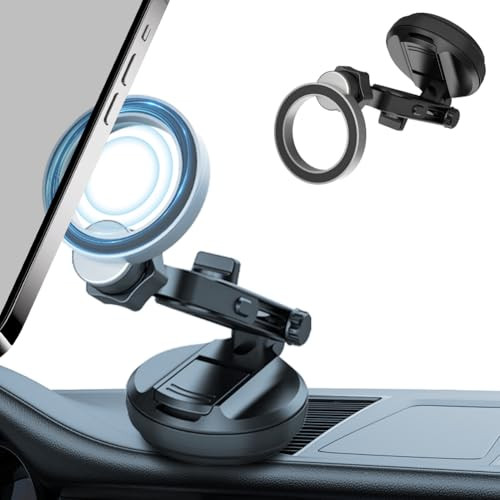 360° Adjustable Magnetic Car Phone Holder with Vacuum Suction Cup