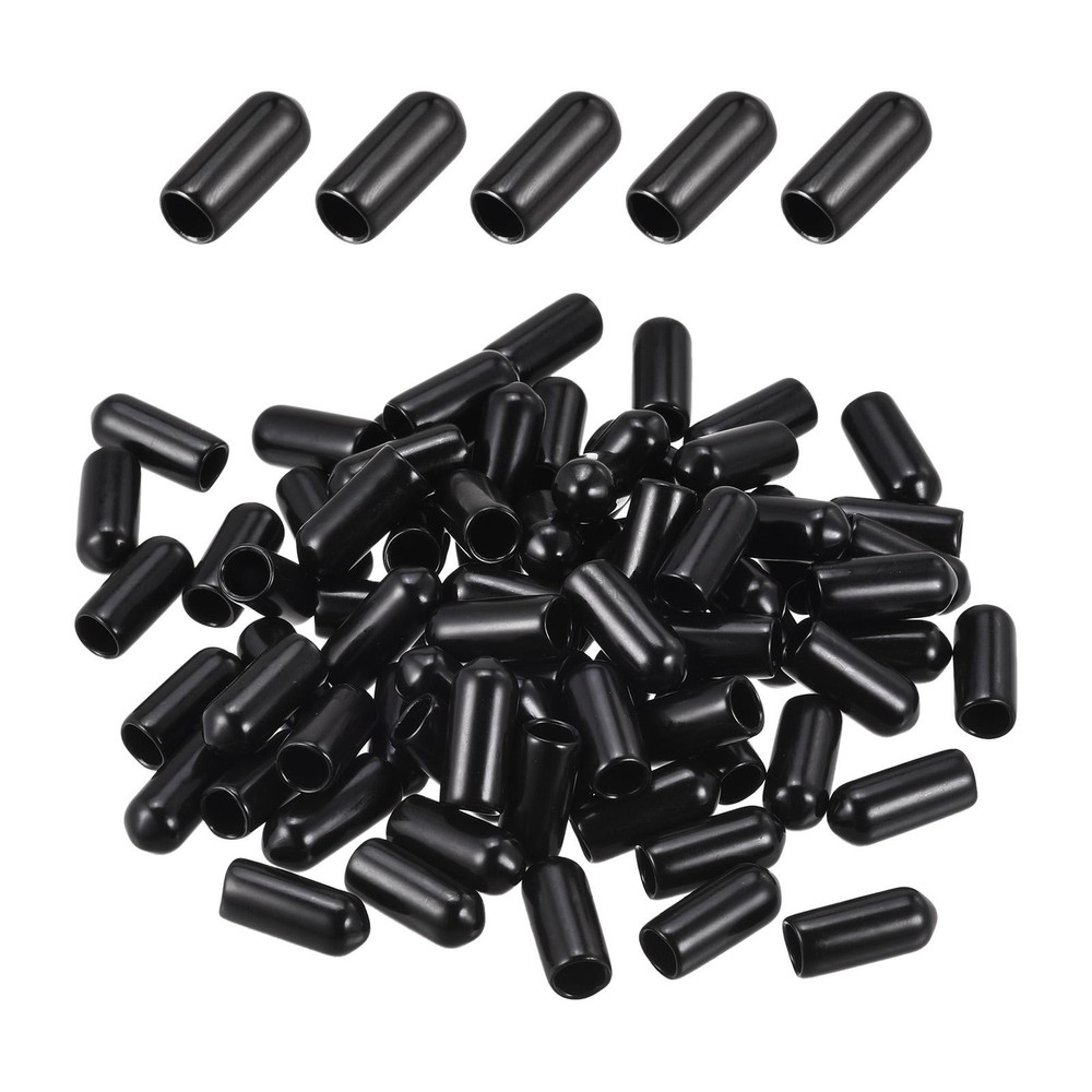 80-Pack 5.5mm Black Rubber Screw Thread Caps for Bolt Protection