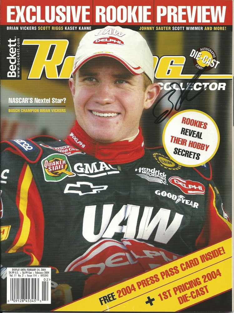 FEBRUARY 2004 BECKETT RACING COLLECTOR MAGAZINE BRIAN VICKERS ON COVER SIGNED