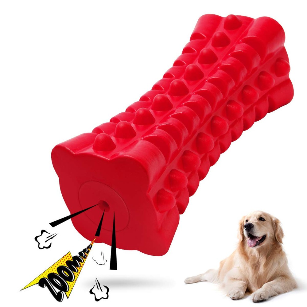 Indestructible Squeaky Dog Toy – Tough Rubber Chew Toy for Aggressive Large D...