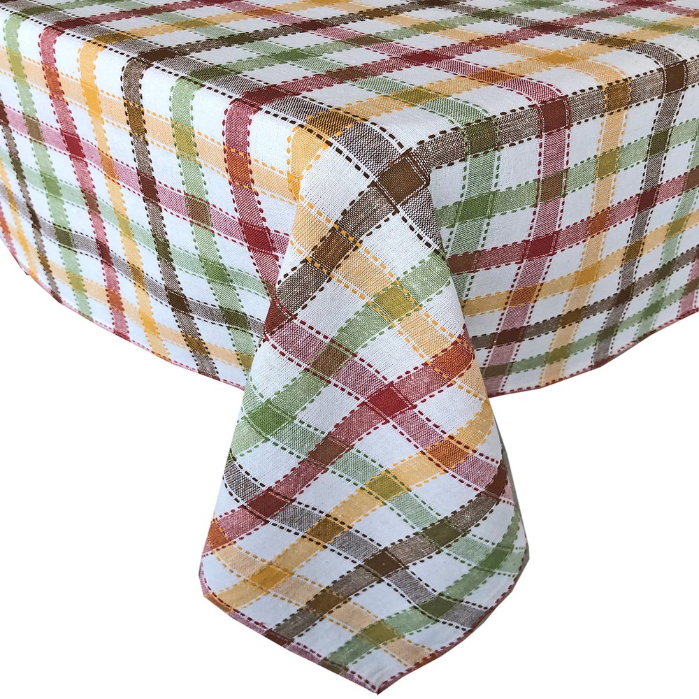 Thanksgiving Farmhouse Plaid Tablecloth 60x120 Rectangle Fabric Tabs