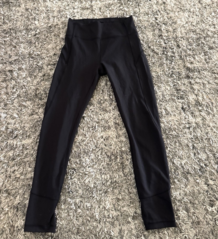 lululemon Black Ankle Leggings Women Size 6 Nylon Lycra Stretch Solid Knit